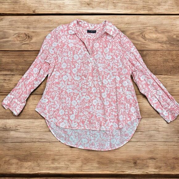 Lane Bryant Floral Cotton Popover Button Shirt Blouse Pink Plus Size 18/20 2X - Picture 5 of 9